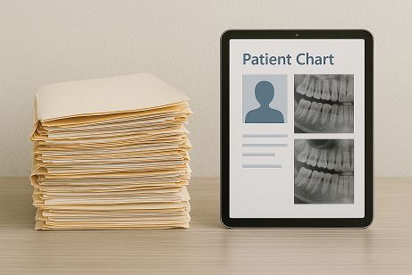 Patient chart secured with role-based access, backups, and HIPAA-ready controls