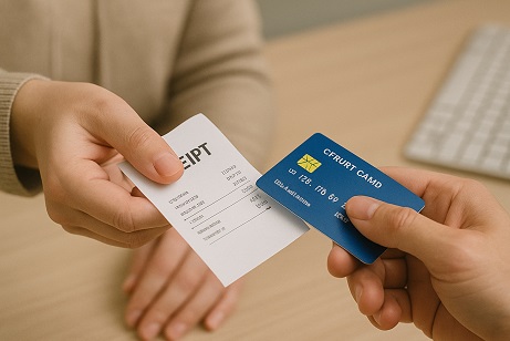 Dental front desk processes card payment — insurance copay