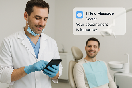 patient engagement tools message reminder on phone in dental clinic