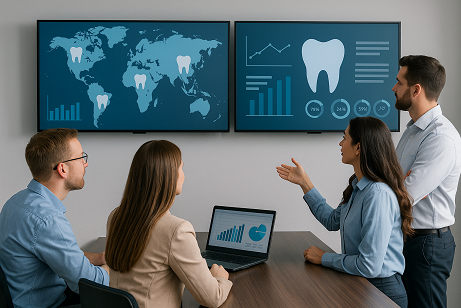 Central dashboard showing KPIs across multi-location dental clinics