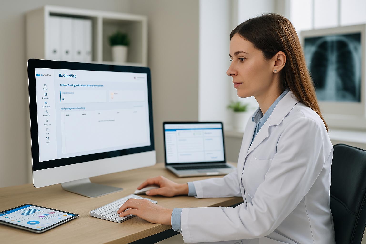 dental ehr and scheduling software interface in clinic