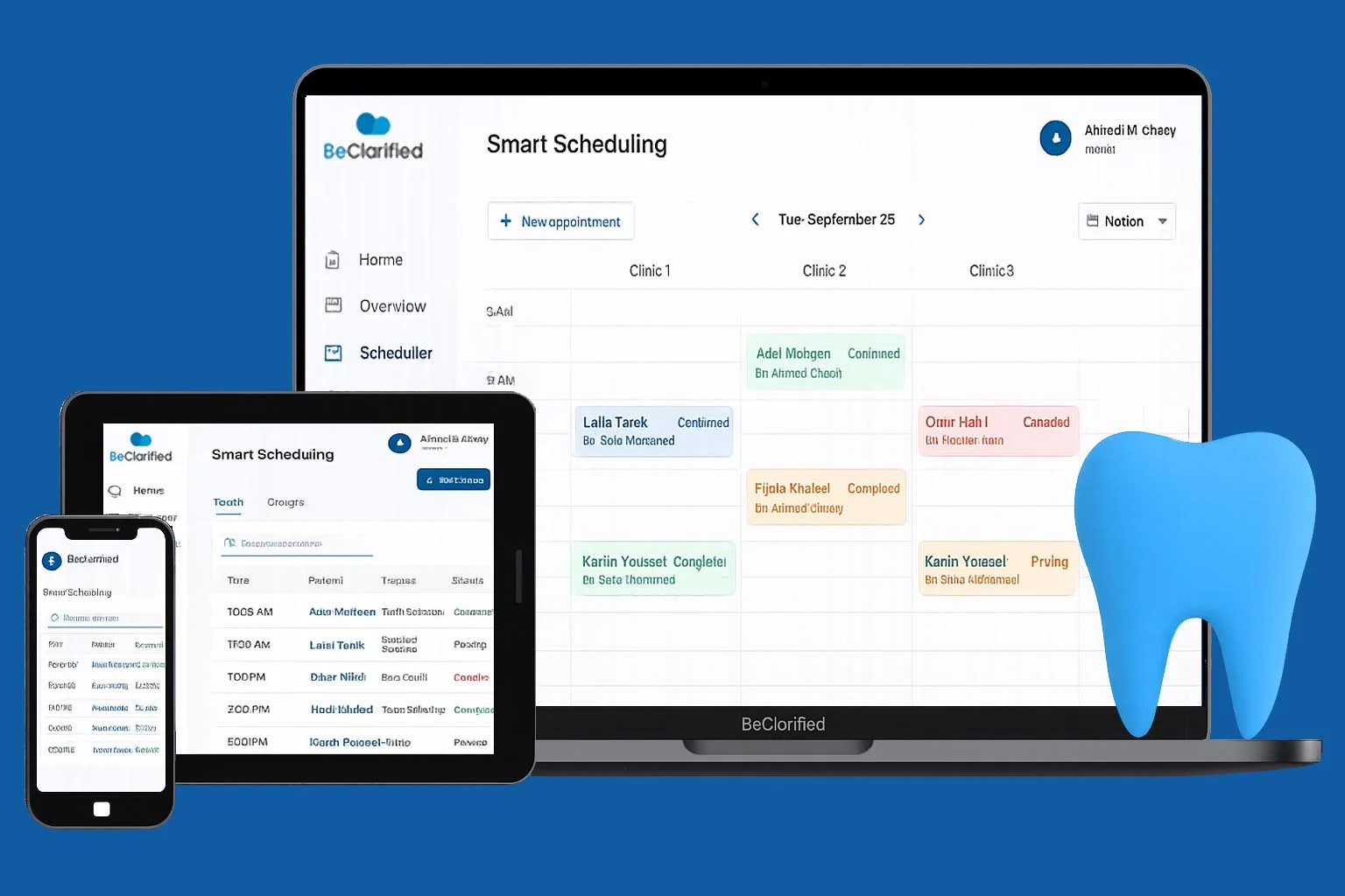 مميزات BeClarified — برنامج إدارة عيادات الأسنان